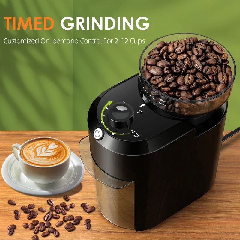 Wancle Electric Burr Coffee Grinder - Adjustable Conical Burr Mill with 28 Precise Grind Settings - 220V/120V