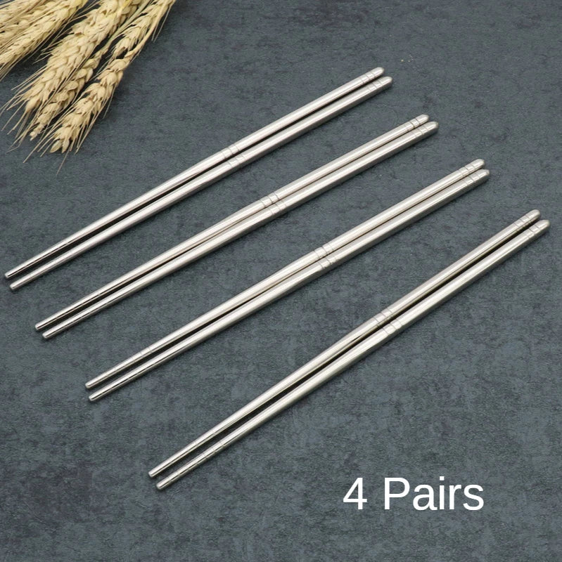 2–5 Pairs 304 Stainless Steel Chopsticks – Non-Slip Metal Sushi Sticks for Korean, Japanese & Chinese Food