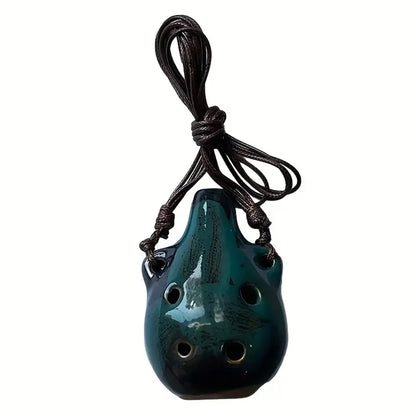 6 Hole Ceramic Mini Ocarina - Handmade Craft Musical Instrument for Beginners and Music Lovers