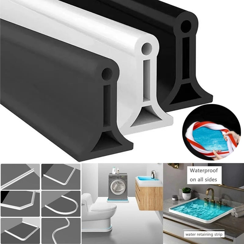 Bendable Bathroom Water Stopper - Shower Floor Wet/Dry Separation - Kitchen Sink Splashproof Blocker - Water Dam Shower Accessories