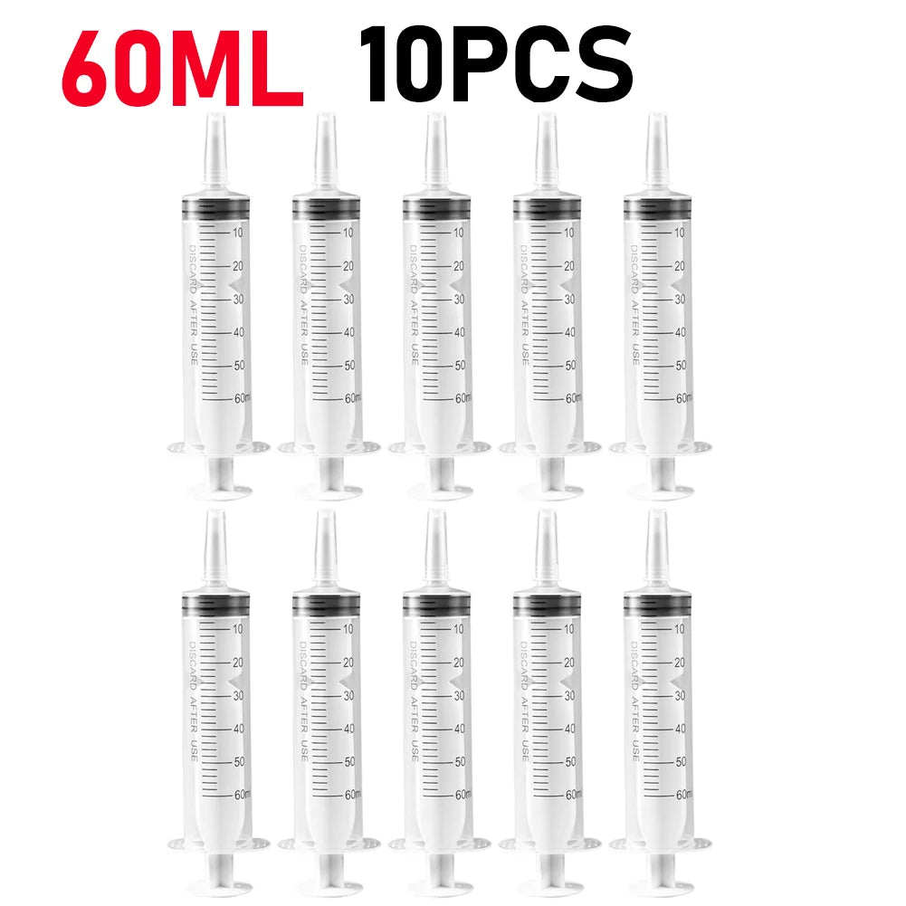 Reusable Plastic Measuring Syringe - 20ml and 60ml Needle-Free Liquid Dispenser for Hydroponics, Oils, Nutrients, and Pet Feeding