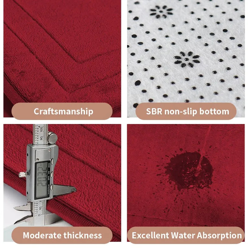 Non-Slip Bathroom Mat - Soft, Comfortable Absorbent Floor Carpet, Machine Washable & Quick-Dry Shower Room Doormat