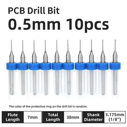 0.1–1.0mm Micro Carbide PCB Drill Bit Set – Tungsten Steel Bits for CNC, Wood & Circuit Board Precision Drilling