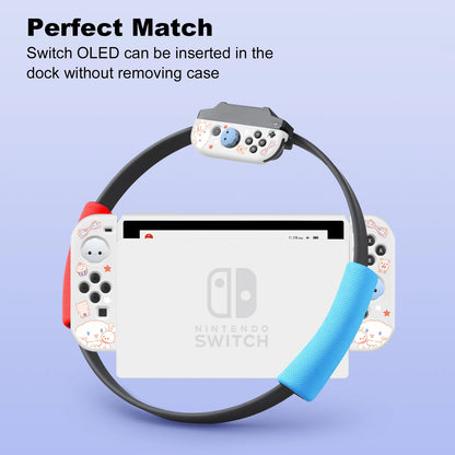 Adorable Big-Eared Dog Switch Case: Compatible with Nintendo Switch OLED/NS - Includes 4 Cloud Joystick Caps - Protect and Personalize Your Console