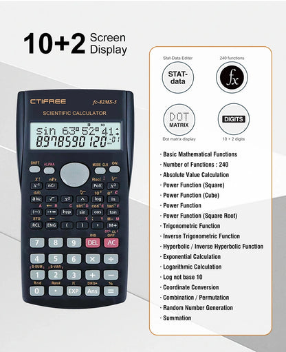 Scientific Calculator - Multifunctional Large Display Portable Calculator for Students & Exams