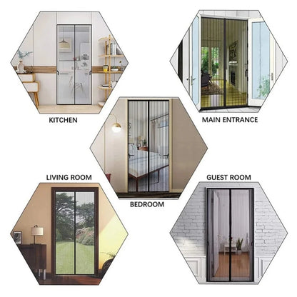 Magnetic Mesh Door Curtain - Automatic Closing Mosquito Net Screen for Ventilation & Dust Protection