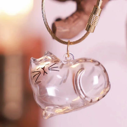 Ginger Cat Keychain Pendant – Siamese Calico Backpack Charm, Hair Storage Box Hanging Pet Grooming Travel Accessory