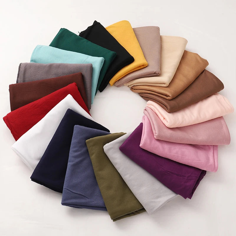 Women's Modal Cotton Jersey Hijab - Soft Solid Color Muslim Headscarf for Ramadan & Everyday Wear