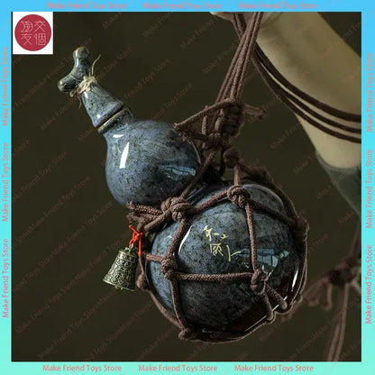 800ml Wukong Ceramic Gourd Cup - Ancient-Style Wine Gourd Set with Net Bag