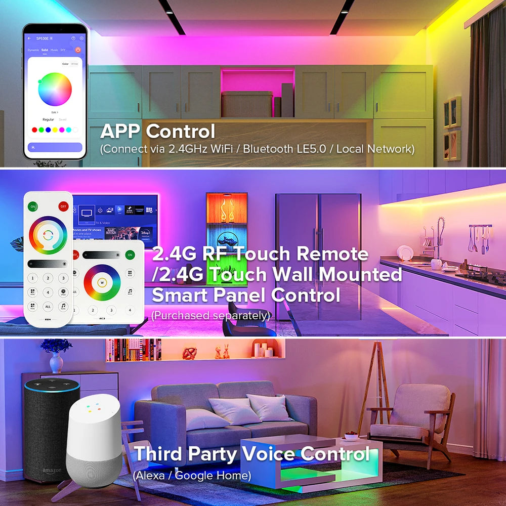 SP530E/SP630E All-in-One WiFi LED Controller, 5CH PWM SPI Pixel LED Strip Control, Compatible with WS2811 WS2812B SK6812 FCOB, Alexa & Google Home Support, Bluetooth Smart Lighting Module