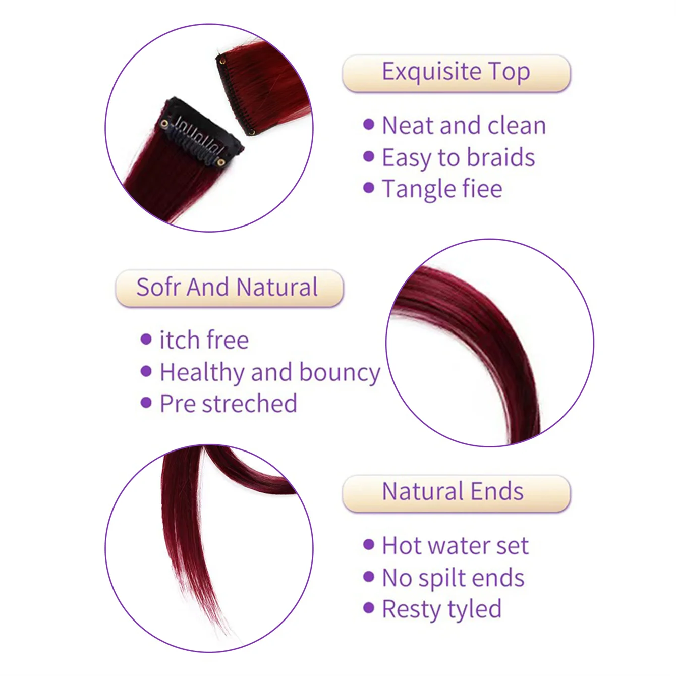 5PCS Long Straight Clip-In Hair Extensions - Synthetic Hairpieces for Women, Cosplay & Parties