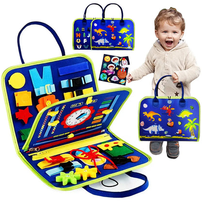 Montessori Busy Board for Toddlers – Sensory Toy for Preschool Learning & Fine Motor Skills, Travel Activities for Boys