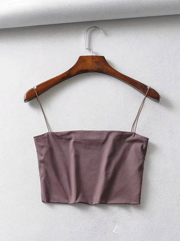 Women’s Summer Crop Tank Top — Sleeveless Elastic Cotton Camisole