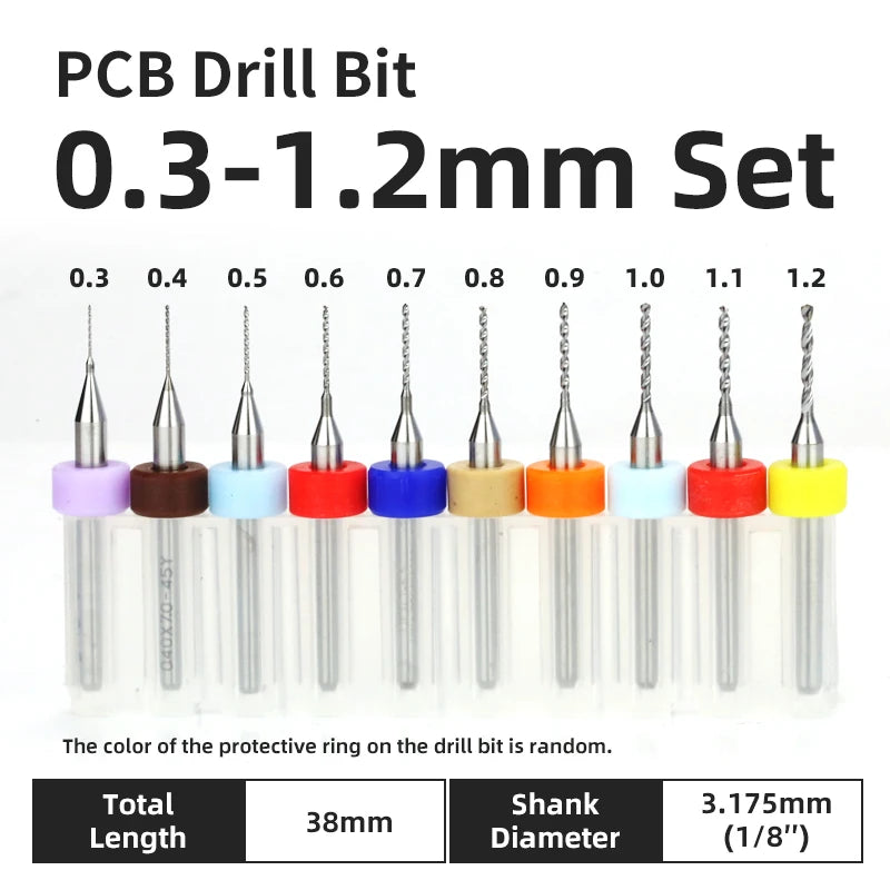 0.1–1.0mm Micro Carbide PCB Drill Bit Set – Tungsten Steel Bits for CNC, Wood & Circuit Board Precision Drilling