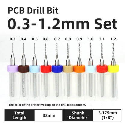 0.1–1.0mm Micro Carbide PCB Drill Bit Set – Tungsten Steel Bits for CNC, Wood & Circuit Board Precision Drilling