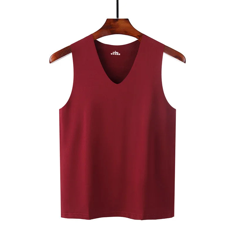 Men’s Silk Tank Top – Seamless Sleeveless Sport Vest, Plain Casual Summer Undershirt for Gym & Everyday Wear
