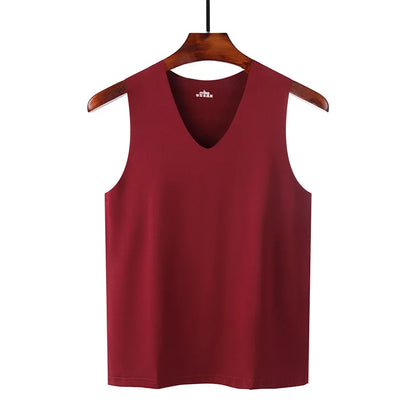 Men’s Silk Tank Top – Seamless Sleeveless Sport Vest, Plain Casual Summer Undershirt for Gym & Everyday Wear