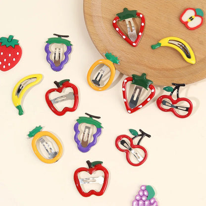 10-Piece Cute Fruit Hair Clip Set - Strawberry BB Hairpins for Girls, Colorful Everyday Styling Accessories for Children