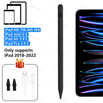 Apple Pencil Stylus for iPad — Palm Rejection & Power Display — Compatible with iPad Pro, Air, Mini (2018–2022)
