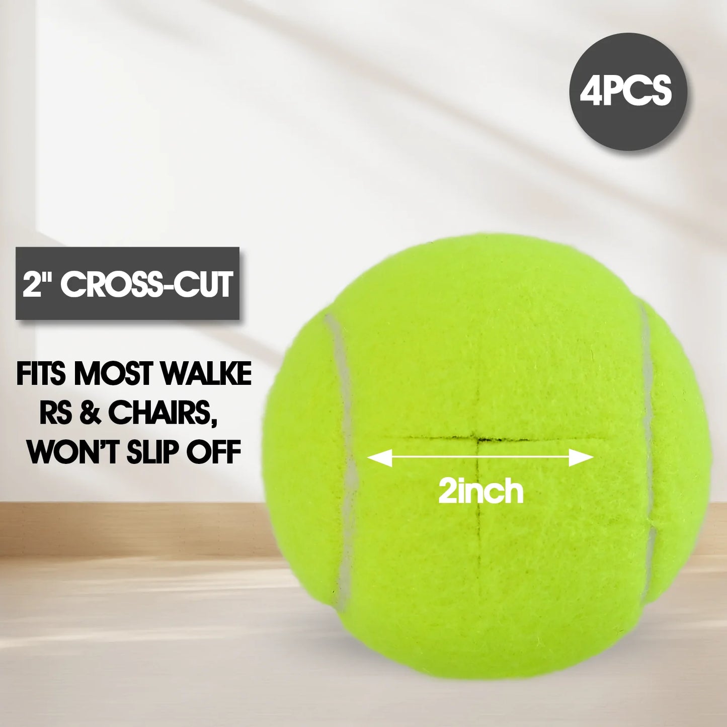 4pcs Precut Walker Tennis Balls – Heavy Duty Felt Pads for Furniture Legs & Floor Protection