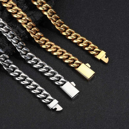 NUOYA Custom Logo Stainless Steel Miami Cuban Link Chain Necklace – Hip Hop Jewelry for Men, Cuban Link Necklace