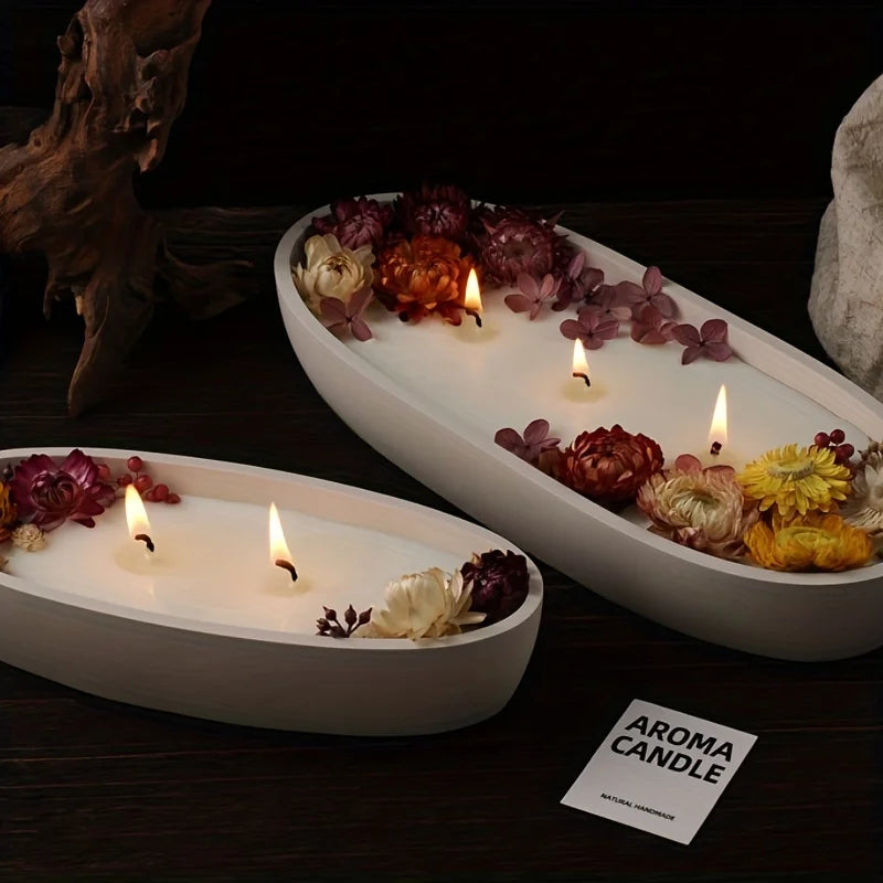 DIY Concrete Candle Boat Silicone Mold | Elliptical Gypsum Storage Tray | Candle Cup Mold