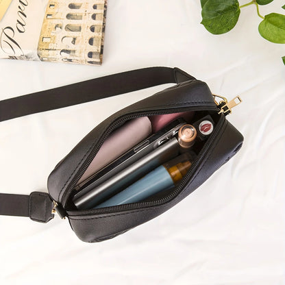 Minimalist Quilted Mini Crossbody Bag - Trendy PU Shoulder Bag, Women’s Casual Handbag and Mobile Phone Wallet