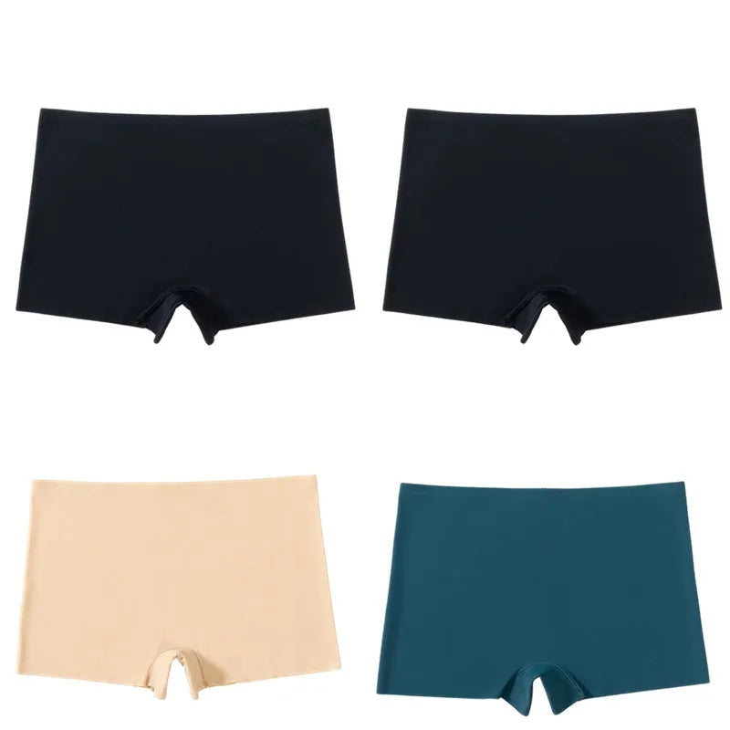 BZEL 4PCS Women's Seamless Panties – Breathable Silk Satin Boyshorts, Comfortable Sports Lingerie Underwear