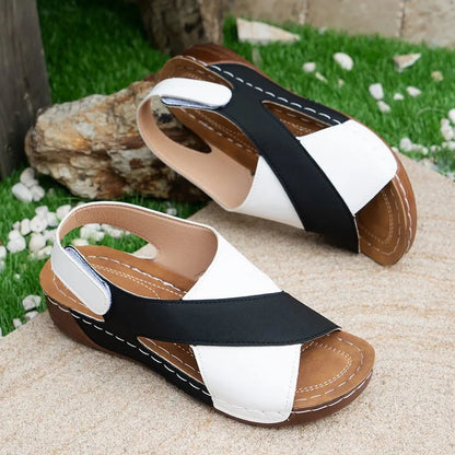 New Women's Contrast Color Wedge Sandals – Comfortable Peep Toe Non-Slip Platform Beach Shoes