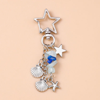Summer Beach Shell Keychain – Octopus and Starfish Marine Life Pendant for Women, Girls, Handbag Decor, and Gifts
