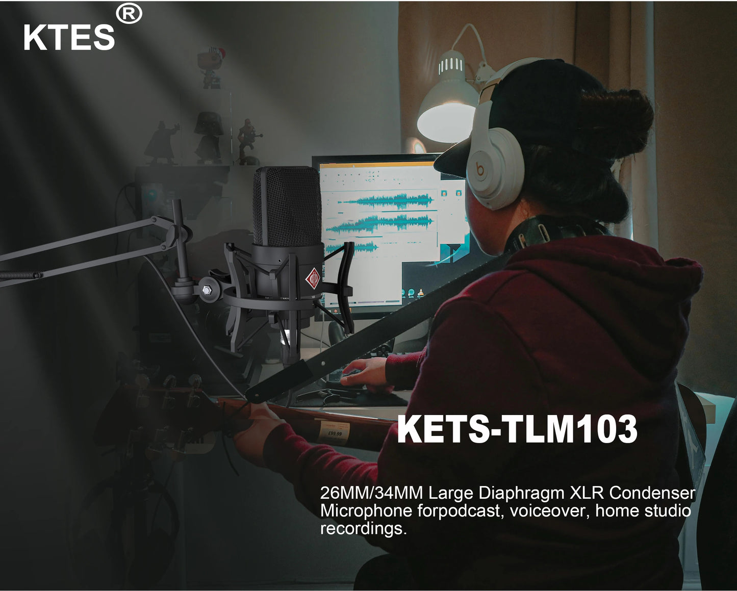 TLM 103 XLR Condenser Microphone – Professional Cardioid Mic for Recording, Podcasting, Voice Over, and Streaming