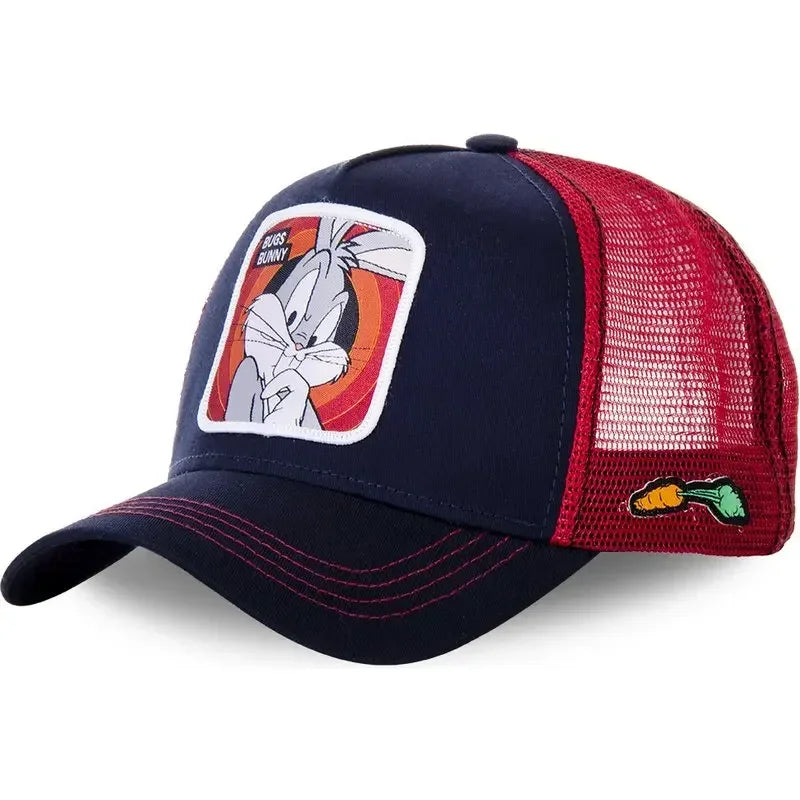 Anime Cartoon Snapback Cap - Cotton Mesh Trucker Hat for Men & Women Hip Hop Dad Style