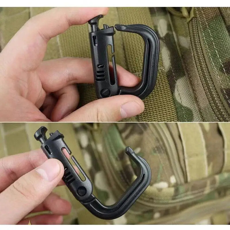 Outdoor GRIMLOC Molle Carabiner: D-Locking Plastic Clip Snap Buckle Keychain - ITW Fastener for Bag Attachment