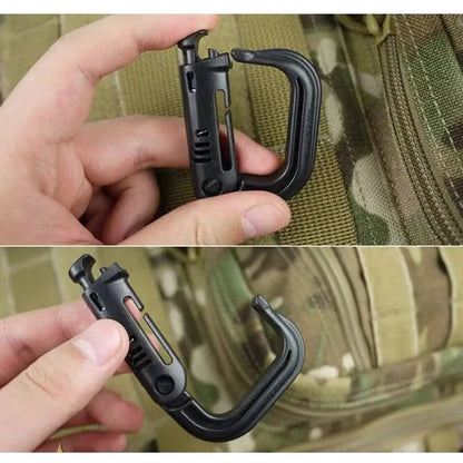 Outdoor GRIMLOC Molle Carabiner: D-Locking Plastic Clip Snap Buckle Keychain - ITW Fastener for Bag Attachment