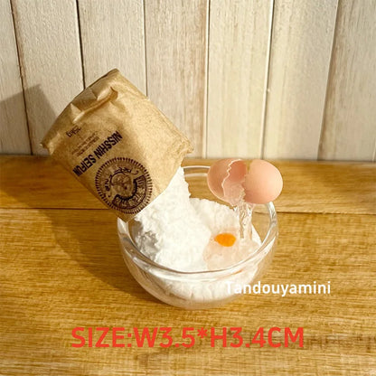 Miniature Kitchen Scene Props – Eggs, Flour & Cake for 1:6 1:8 1:12 BJD & Blythe Dollhouse DIY Accessories