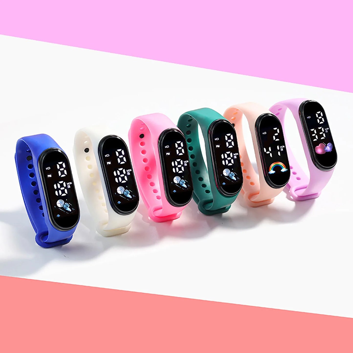 Kawaii Waterproof Smart Watch for Kids – Fashionable Outdoor Sports Digital Watch for Boys & Girls – Silicone Montre Enfant