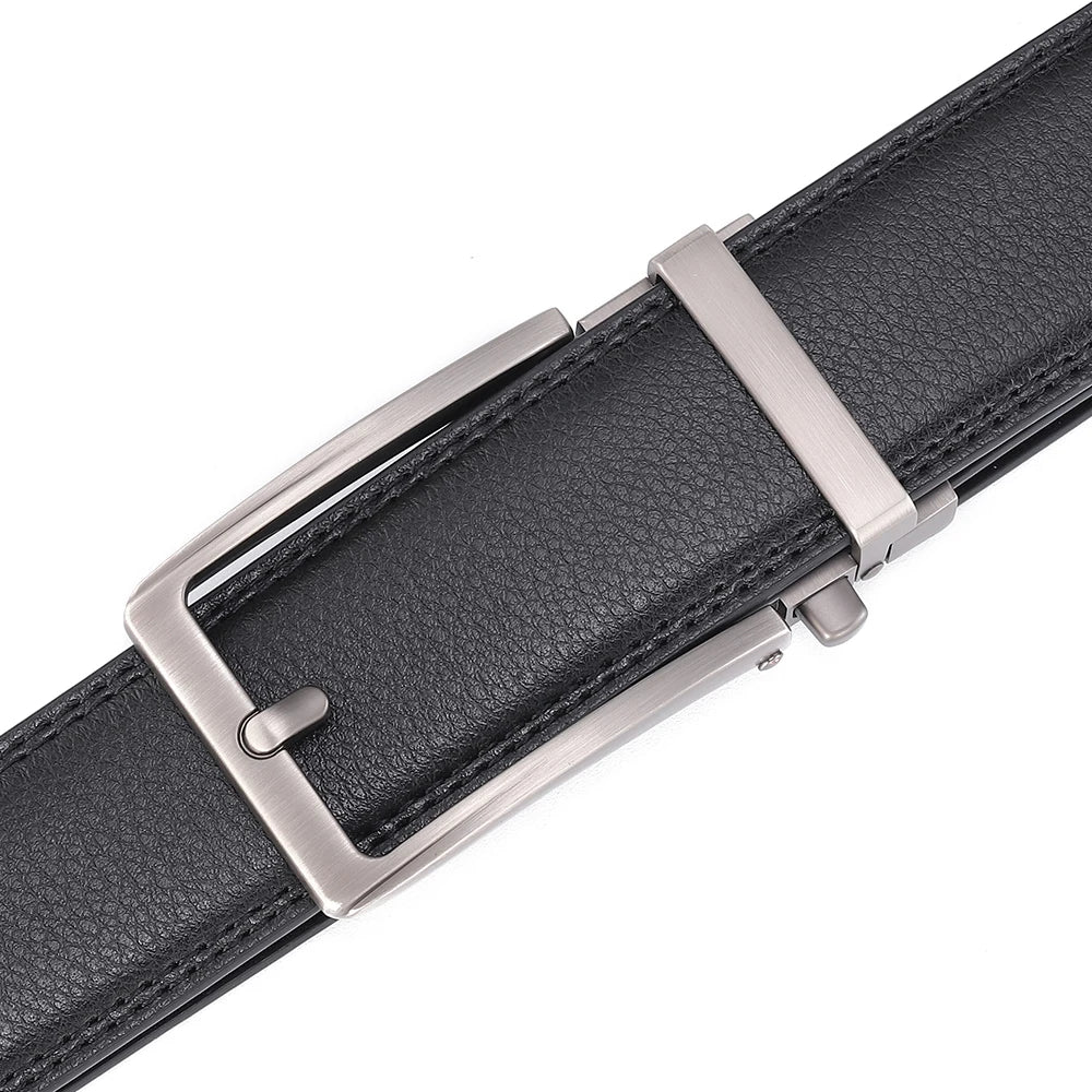Men’s Luxury Leather Click Belt – Automatic Buckle Designer Waist Strap for Jeans (Blue, 3.5cm)