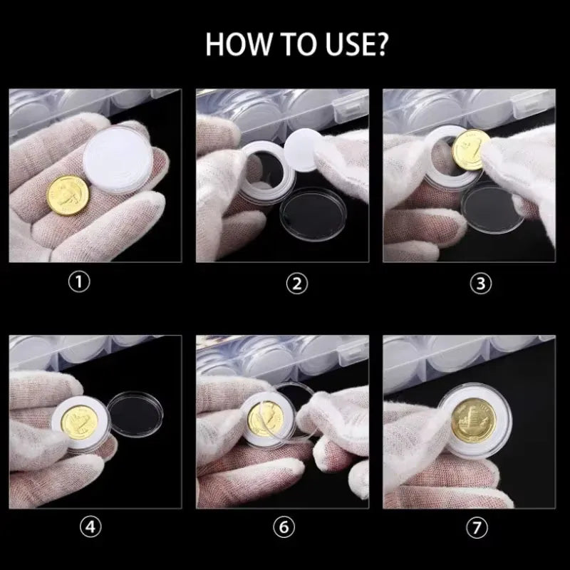 10/25pc Transparent Plastic Coin Capsules – 21-45mm Coin Storage and Collecting Case Holder