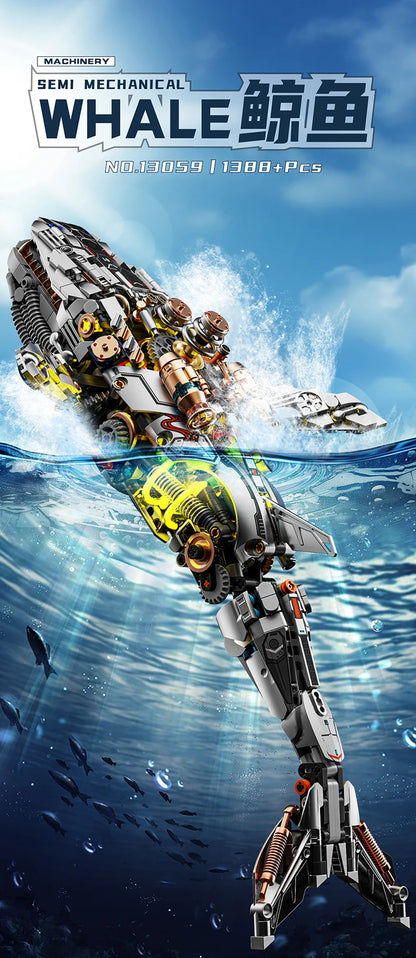 1388+ PCS Mechanical Whale Building Blocks – STEM Sea Life Model with Lights for Kids & Children’s Gifts