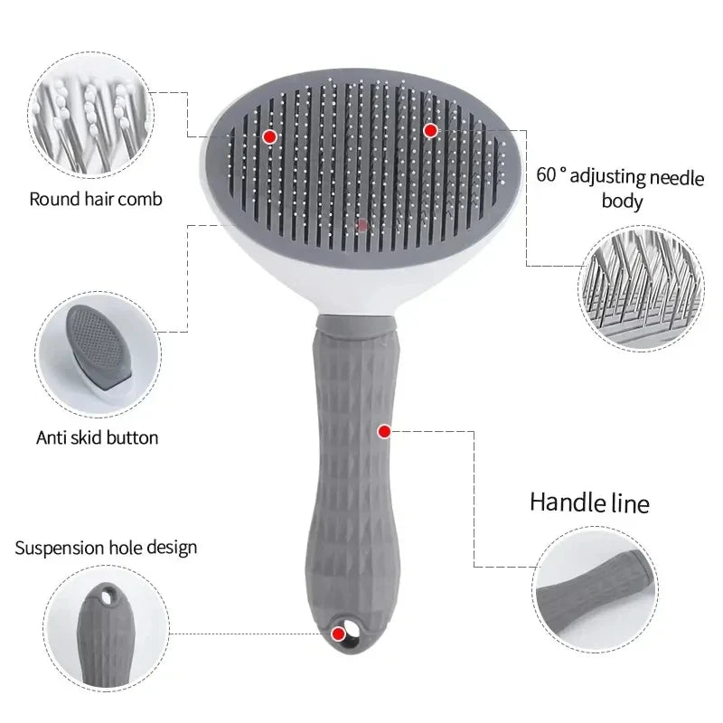 Self-Cleaning Pet Grooming Brush - Dog & Cat Hair Remover Comb for Deshedding and Dematting