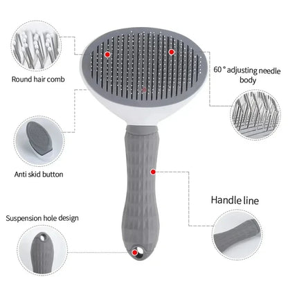 Self-Cleaning Pet Grooming Brush - Dog & Cat Hair Remover Comb for Deshedding and Dematting