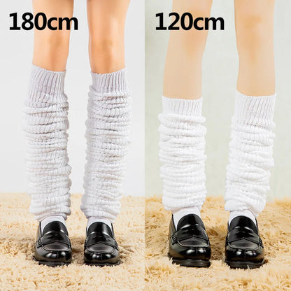 White & Black Loose Slouch Socks – JK Uniform Cosplay Leg Warmers for Women & Girls