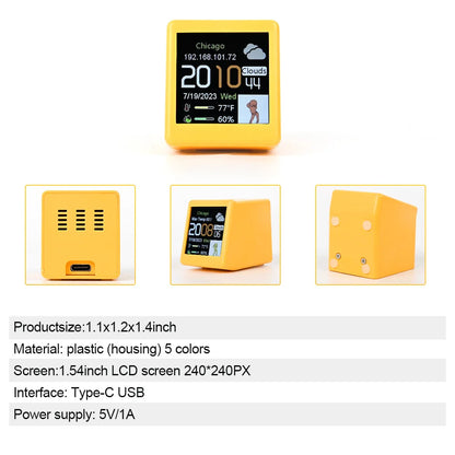 Small Portable Smart WiFi Weather Station – Temperature, Humidity, Time & Alarm Clock, Desktop Display Decoration