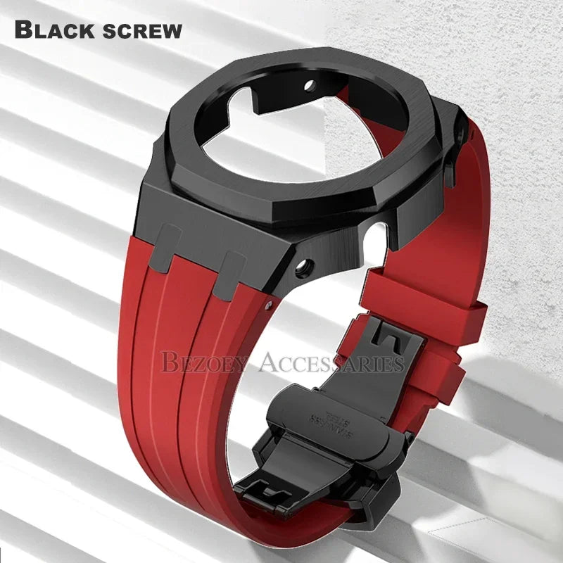 GEN4 Casioak GA2100 Mod Kit – Stainless Steel Case, Bezel, and Rubber Strap Replacement for G-SHOCK GA2100/GA2110