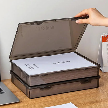 A4 Dustproof Document Organizer Box – Black Transparent File Storage Container for Certificates and Easy Organization