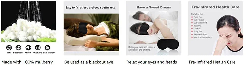 USB Heated Silk Eye Mask — Reusable Steaming Eye Massager for Sleep, Puffiness, Dark Circles & Eye Care