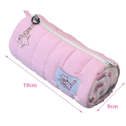 Large Capacity Pink Pencil Case - Soft Touch Pen Bag Stationery Storage Organizer for Students & Gifts