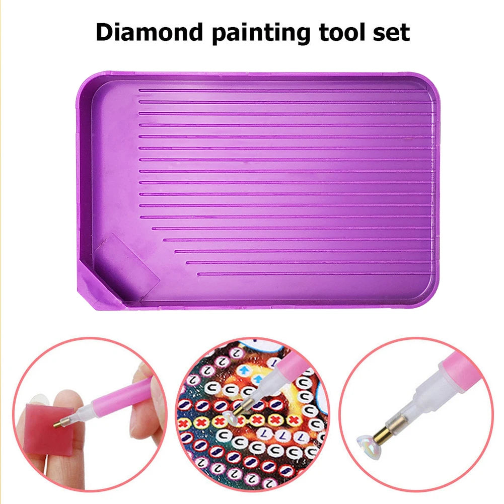 Large Capacity Diamond Painting Tray — Purple DIY Mosaic Art Craft Funnel Tool Accessory