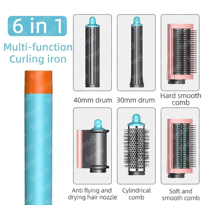 6-in-1 Multi-Function Hair Dryer & Hot Air Comb – Curling Iron & Straightener Styling Kit for Salon-Quality Results at Home
