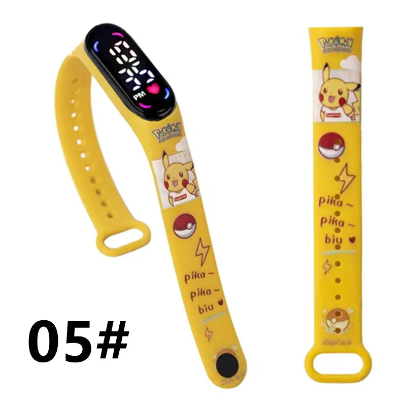 Pokemon Kids LED Watch — Pikachu Digital Anime Silicone Wristband with Puzzle Gift Box, Creative Birthday Gift
